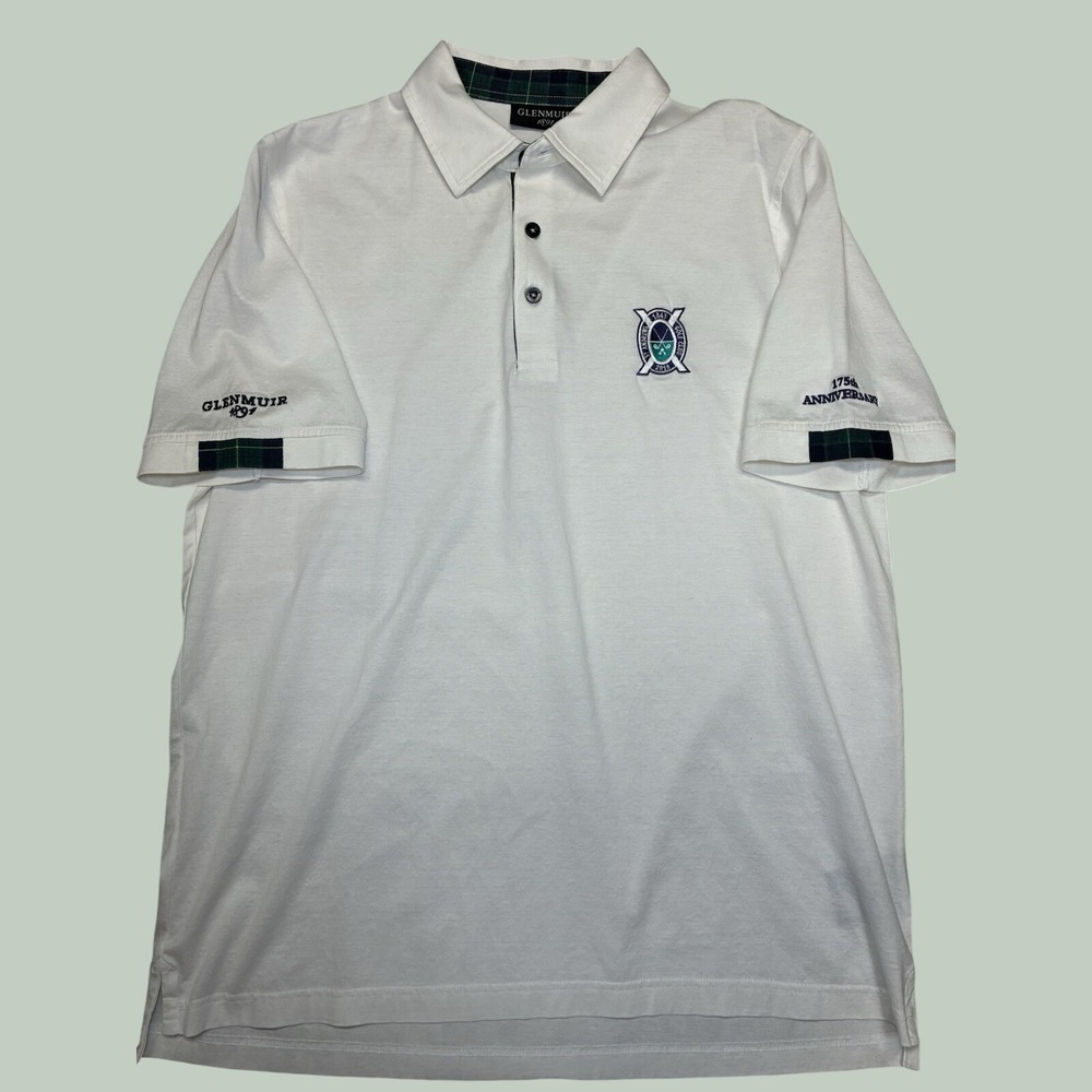 St Andrews 175 Anniversary Golf Shirt Glenmuir 1843-2018 Mens White Polo Med